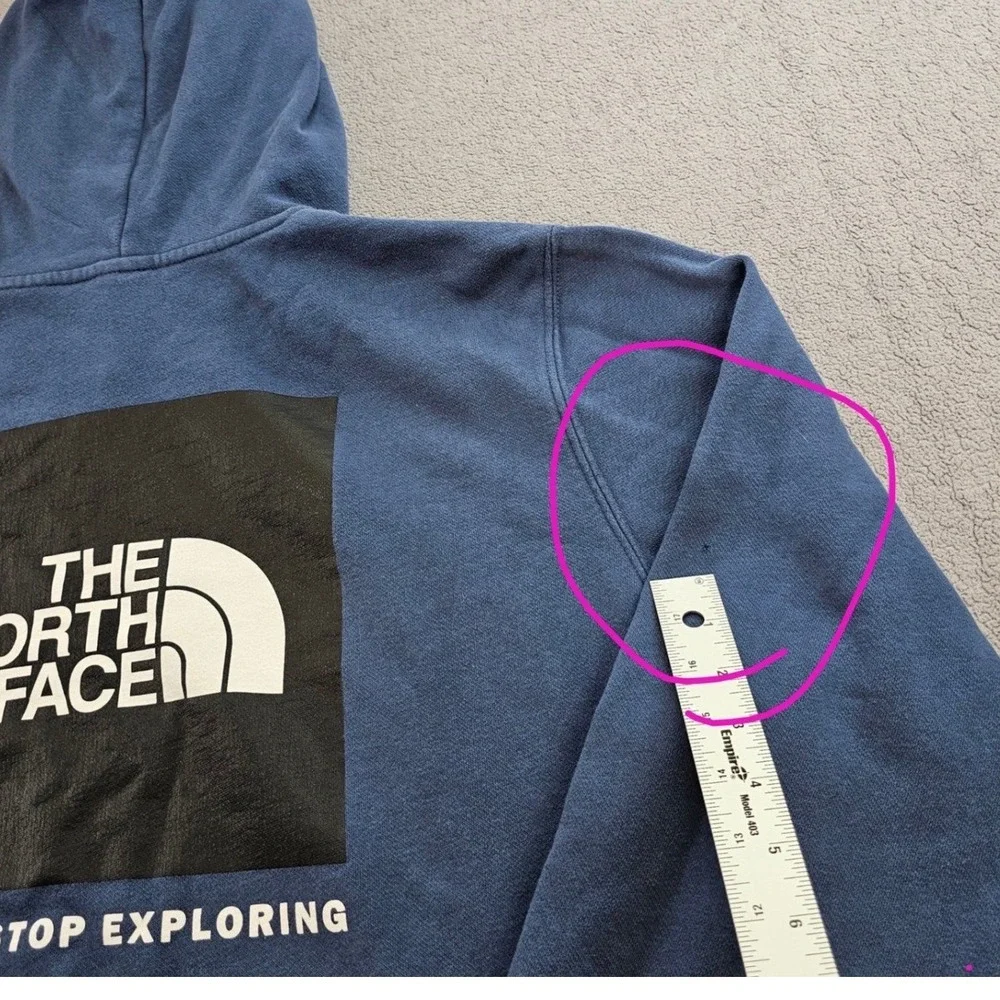 The North Face Hoodie Mens‎ Blue Box NSE Graphic Fleece Lined Relaxed Drawstring